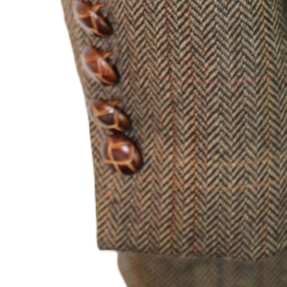 Houndstooth Blazer Brown Patches on Elbows Size 40 Slim 100% Lamb's Wool - Picture 9 of 13